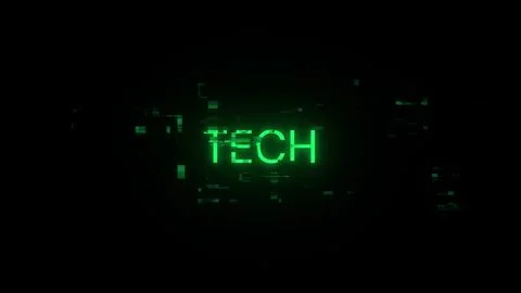 3D rendering Tech text with screen effects of technological glitches Stock-Illustration