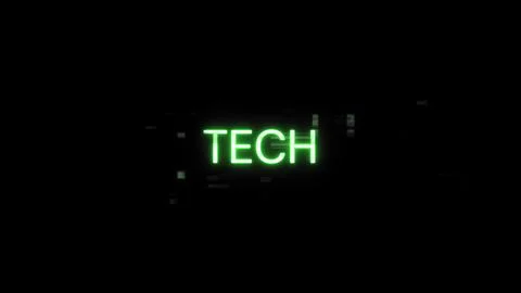 3D rendering Tech text with screen effects of technological glitches Illustrazione stock