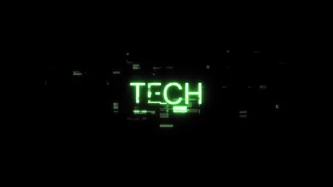 3D rendering Tech text with screen effects of technological glitches Illustrazione stock