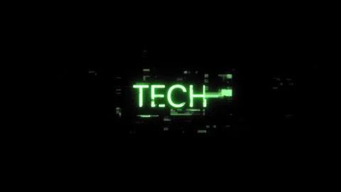 3D rendering Tech text with screen effects of technological glitches Stock Illustration