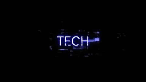 3D rendering Tech text with screen effects of technological glitches 스톡 일러스트