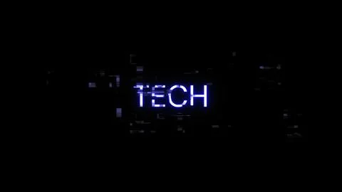 3D rendering Tech text with screen effects of technological glitches Stock Illustration
