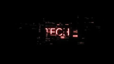 3D rendering Tech text with screen effects of technological glitches 스톡 일러스트