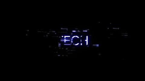 3D rendering Tech text with screen effects of technological glitches Illustrazione stock