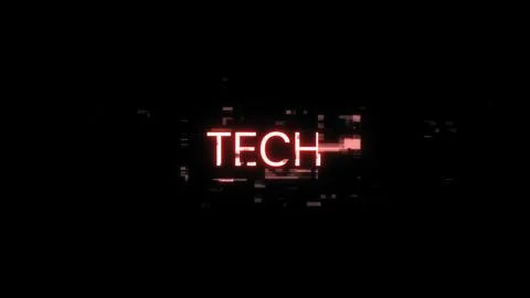 3D rendering Tech text with screen effects of technological glitches Stock Illustration