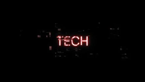 3D rendering Tech text with screen effects of technological glitches 库存插图