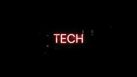 3D rendering Tech text with screen effects of technological glitches Illustrazione stock