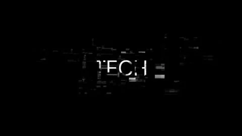 3D rendering Tech text with screen effects of technological glitches Illustrazione stock