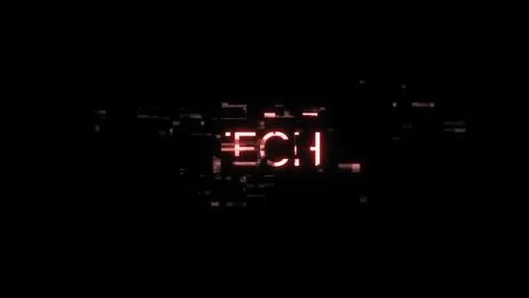 3D rendering Tech text with screen effects of technological glitches 스톡 일러스트