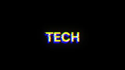 3D rendering Tech text with screen effects of technological glitches Illustrazione stock
