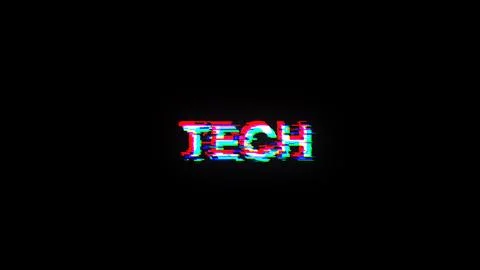 3D rendering Tech text with screen effects of technological glitches Stock Illustration
