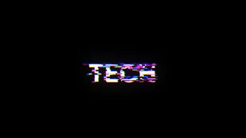 3D rendering Tech text with screen effects of technological glitches Illustrazione stock