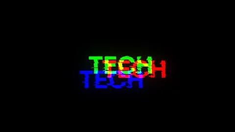3D rendering Tech text with screen effects of technological glitches Stock Illustration