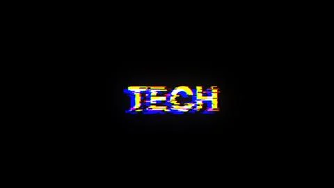 3D rendering Tech text with screen effects of technological glitches Stock Illustration