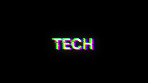 3D rendering Tech text with screen effects of technological glitches 스톡 일러스트
