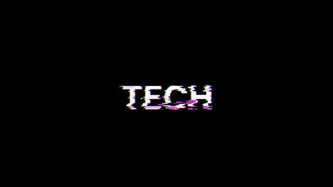 3D rendering Tech text with screen effects of technological glitches Illustrazione stock