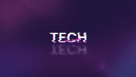 3D rendering Tech text with screen effects of technological glitches Stock Illustration