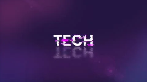 3D rendering Tech text with screen effects of technological glitches Stock Illustration