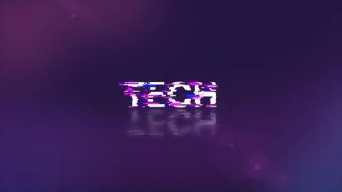 3D rendering Tech text with screen effects of technological glitches 스톡 일러스트