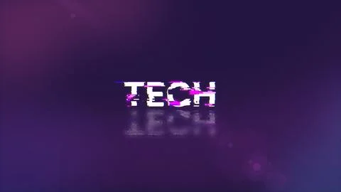 3D rendering Tech text with screen effects of technological glitches Illustrazione stock