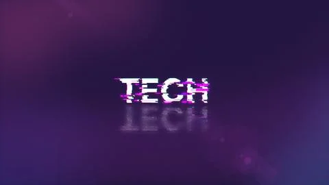 3D rendering Tech text with screen effects of technological glitches Stock Illustration