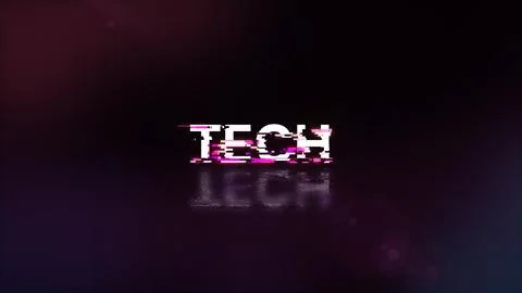 3D rendering Tech text with screen effects of technological glitches 스톡 일러스트