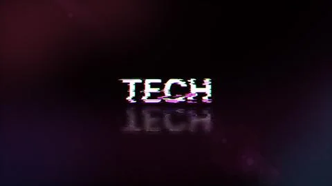 3D rendering Tech text with screen effects of technological glitches Stock Illustration