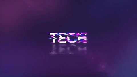 3D rendering Tech text with screen effects of technological glitches 스톡 일러스트
