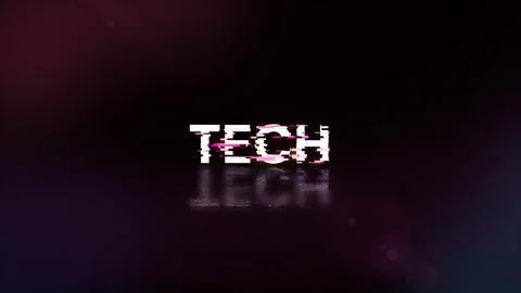 3D rendering Tech text with screen effects of technological glitches Stock Illustration