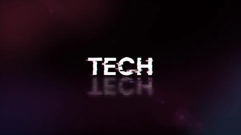3D rendering Tech text with screen effects of technological glitches 스톡 일러스트