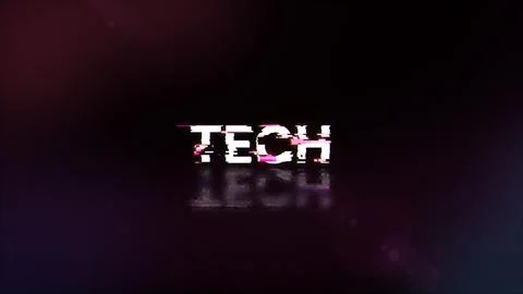 3D rendering Tech text with screen effects of technological glitches Illustrazione stock