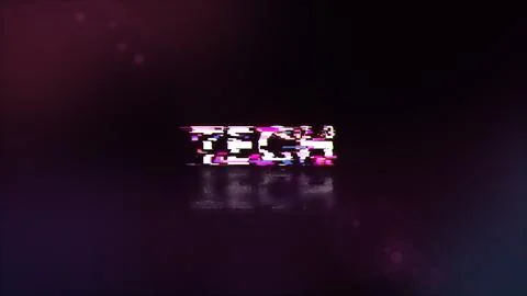 3D rendering Tech text with screen effects of technological glitches Stock Illustration