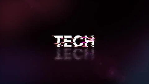 3D rendering Tech text with screen effects of technological glitches Stock Illustration