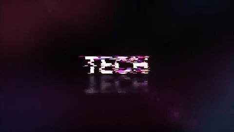 3D rendering Tech text with screen effects of technological glitches Stock Illustration