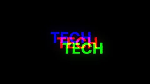 3D rendering Tech text with screen effects of technological glitches 스톡 일러스트