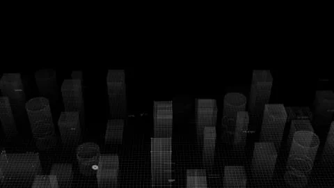 3D Rendering technological digital background consisting of a futuristic city Stock Photos