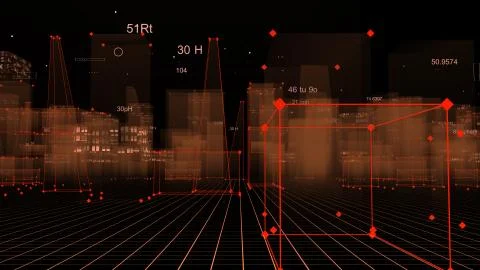 3D Rendering technological digital background consisting of a futuristic city 스톡 사진