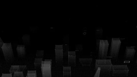 3D Rendering technological digital background consisting of a futuristic city Stockfoto's