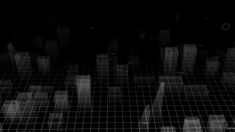 3D Rendering technological digital background consisting of a futuristic city Stockfoto's