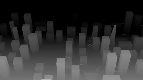 3D Rendering technological digital background consisting of a futuristic city Stockfoto's