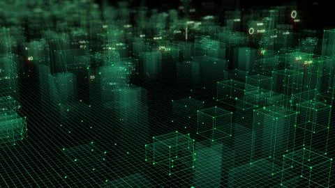 3D Rendering technological digital background consisting of a futuristic city 스톡 사진