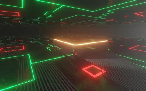 3d rendering technology background microchip high-tech future high-speed CPU Stock Illustration