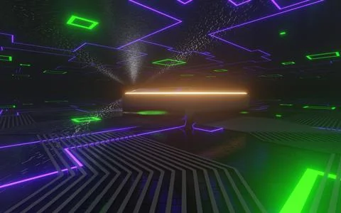 3d rendering technology background microchip high-tech future high-speed CPU Stock Illustration