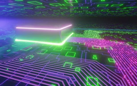 3d rendering technology background microchip high-tech future high-speed CPU Stock Illustration