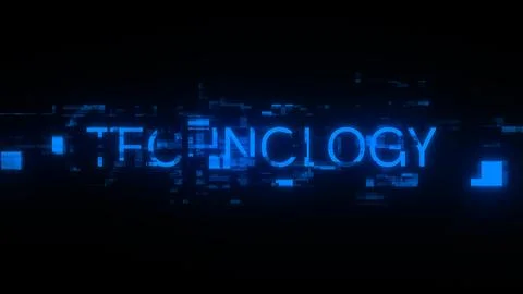 3D rendering technology text with screen effects of technological glitches Stock Illustration