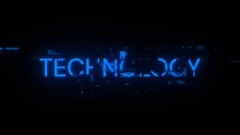3D rendering technology text with screen effects of technological glitches Stock Illustration