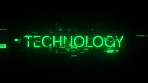 3D rendering technology text with screen effects of technological glitches Stock Illustration