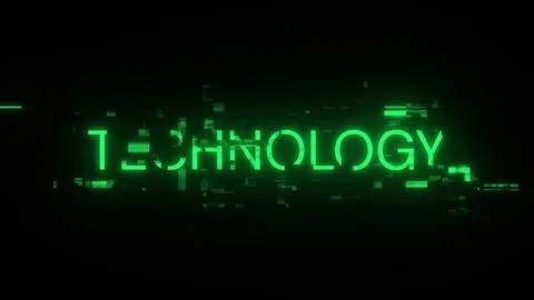 3D rendering technology text with screen effects of technological glitches Stock Illustration