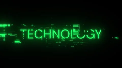 3D rendering technology text with screen effects of technological glitches Stock Illustration