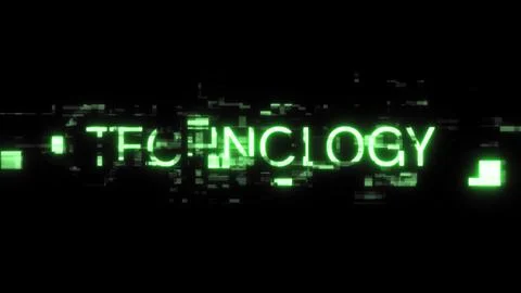 3D rendering technology text with screen effects of technological glitches Stock Illustration